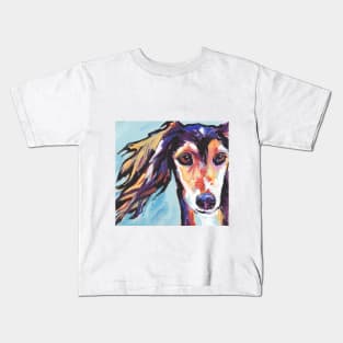 Saluki Hound Bright colorful pop dog art Kids T-Shirt